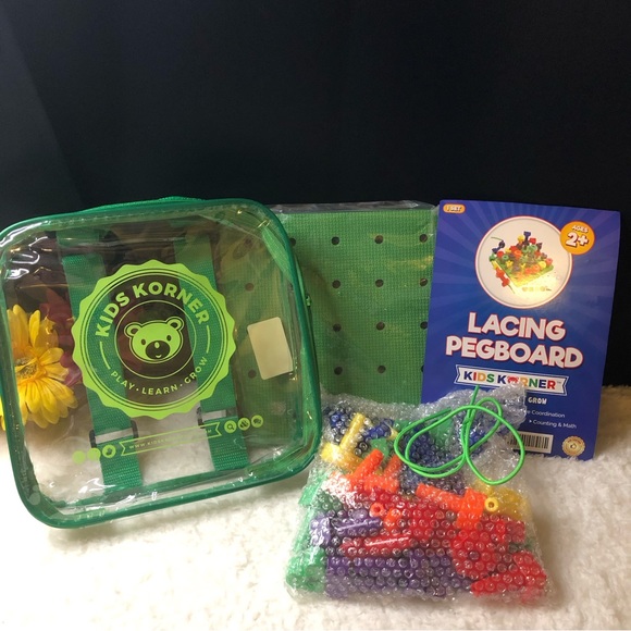 New Kids Korner Lacing & Pegboard Learning Kit With Backpack - Picture 3 of 11
